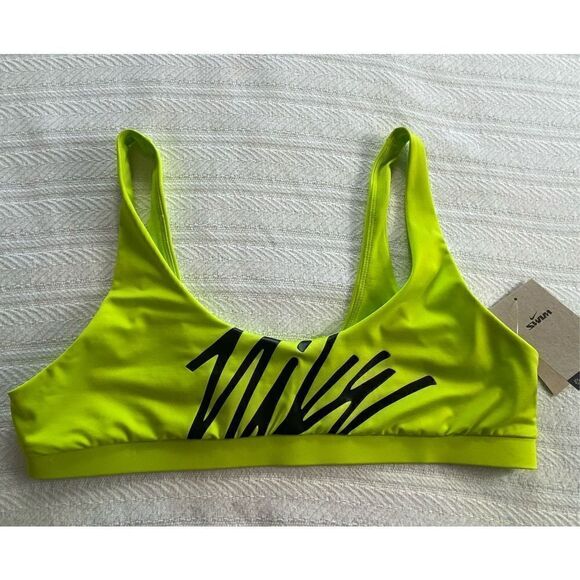Nike Women's XLARGE Logo Scoop Neck Bikini Top in Lime Green - Picture 7 of 10
